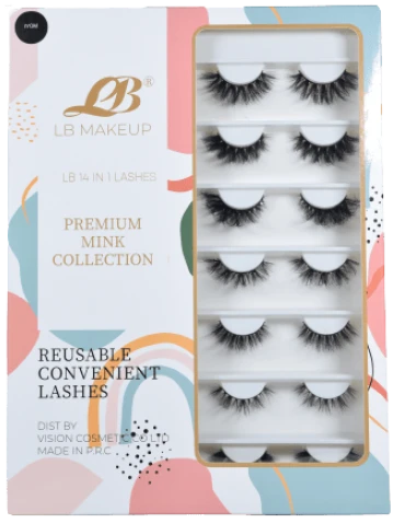 LB Re-usable premium Mink Eyelashes Collection 14 In 1