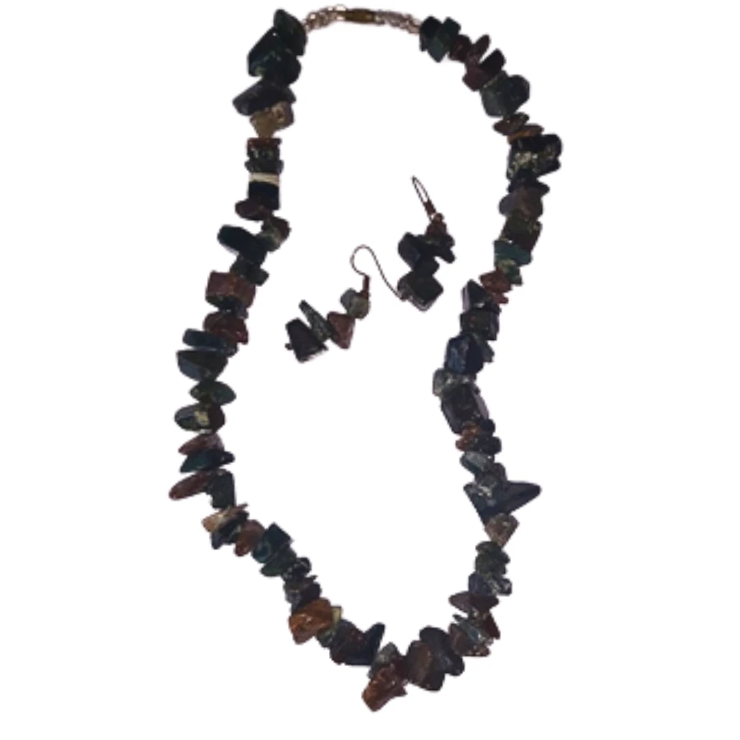 Engraved Stones Necklaces and Earrings